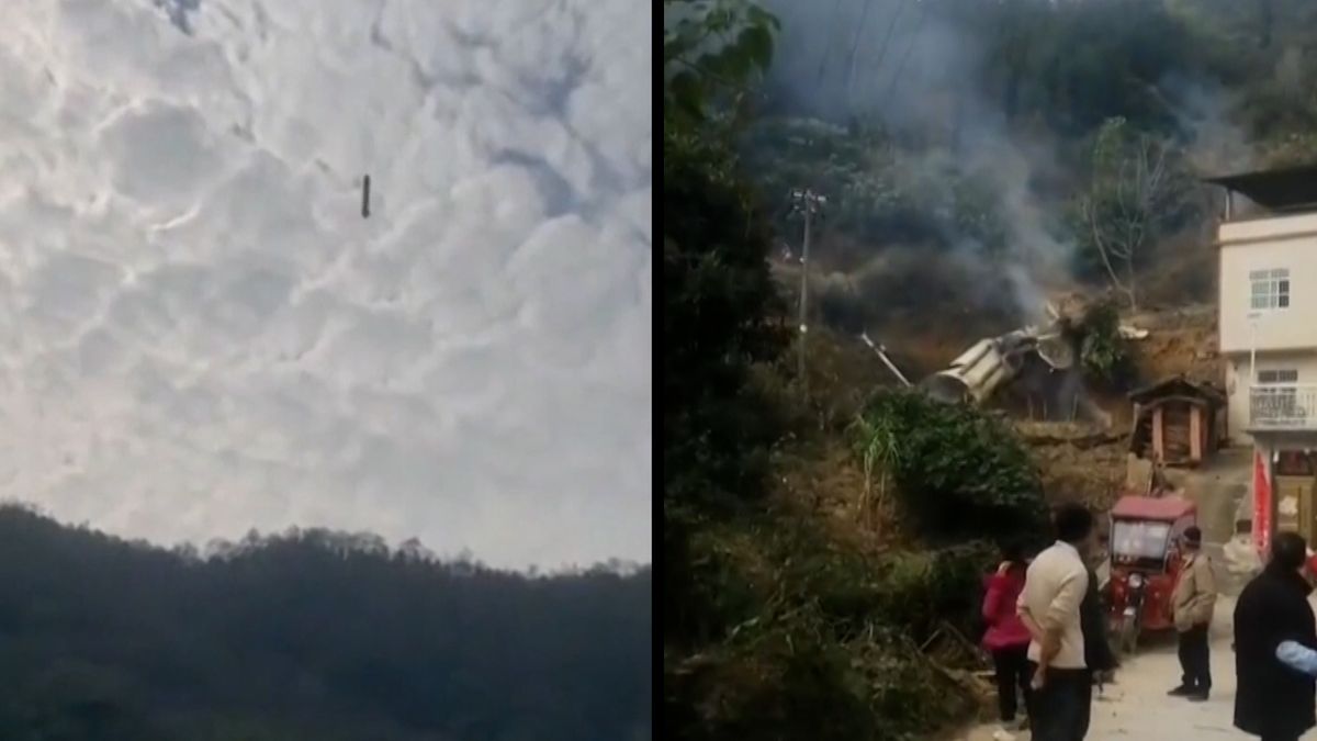 U čínské vesnice dopadly trosky z rakety a začaly hořet